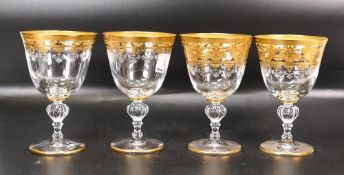 Four De Lamerie Fine Bone China heavily gilded Non Matching Wine Glasses , specially made high end