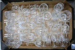 A collection of Quality Cut Glass Crystal glass ware including tumblers, sherry, port & similar