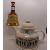 Wade Bells Whiskey Decanter (empty) Together With Crown Devon Teapot