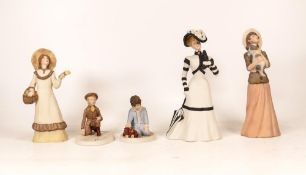 Wedgwood Matt Figures Girl With Puppy, Amelia, Flower seller, Boy with Lost Marbles & boy with Toy
