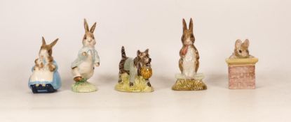 Five Royal Albert Beatrix Potter Bp6 Figures to include Tom Thumb, Peter Rabbit, Fierce Bad