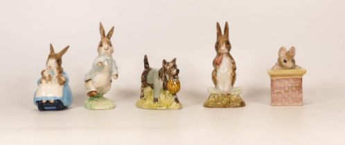 Five Royal Albert Beatrix Potter Bp6 Figures to include Tom Thumb, Peter Rabbit, Fierce Bad