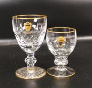 Two De Lamerie Fine Bone China heavily gilded Non Matching Glasses with Bahrain Crest , specially