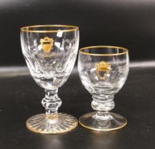Two De Lamerie Fine Bone China heavily gilded Non Matching Glasses with Bahrain Crest , specially