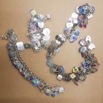 4 Sterling Silver charm bracelets each with silver & Enamel charms (Total weight 287.2g)