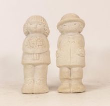 Two Vintage Marbell Stone Art Belgium Figure Child Sandstone Art Figures, tallest 14cm(2)