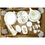 A mixed collection of Wedgwood items to include Kutani Crane tureen, Amhurst patterned teapot,