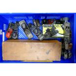 A collection of Vintage Wood working joiners including Boxed Stanley 905 brace, Boxed Stanley SB3