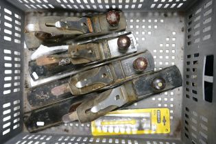 A collection of Vintage Stanley Bailey Wood working joiners planes including No 7 , No 6 , No 5.