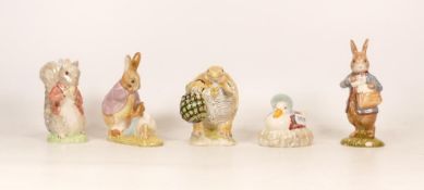 Six Royal Albert Beatrix Potter Bp6 Figures to include Peter with Postbag, Mr Benjamin Bunny and
