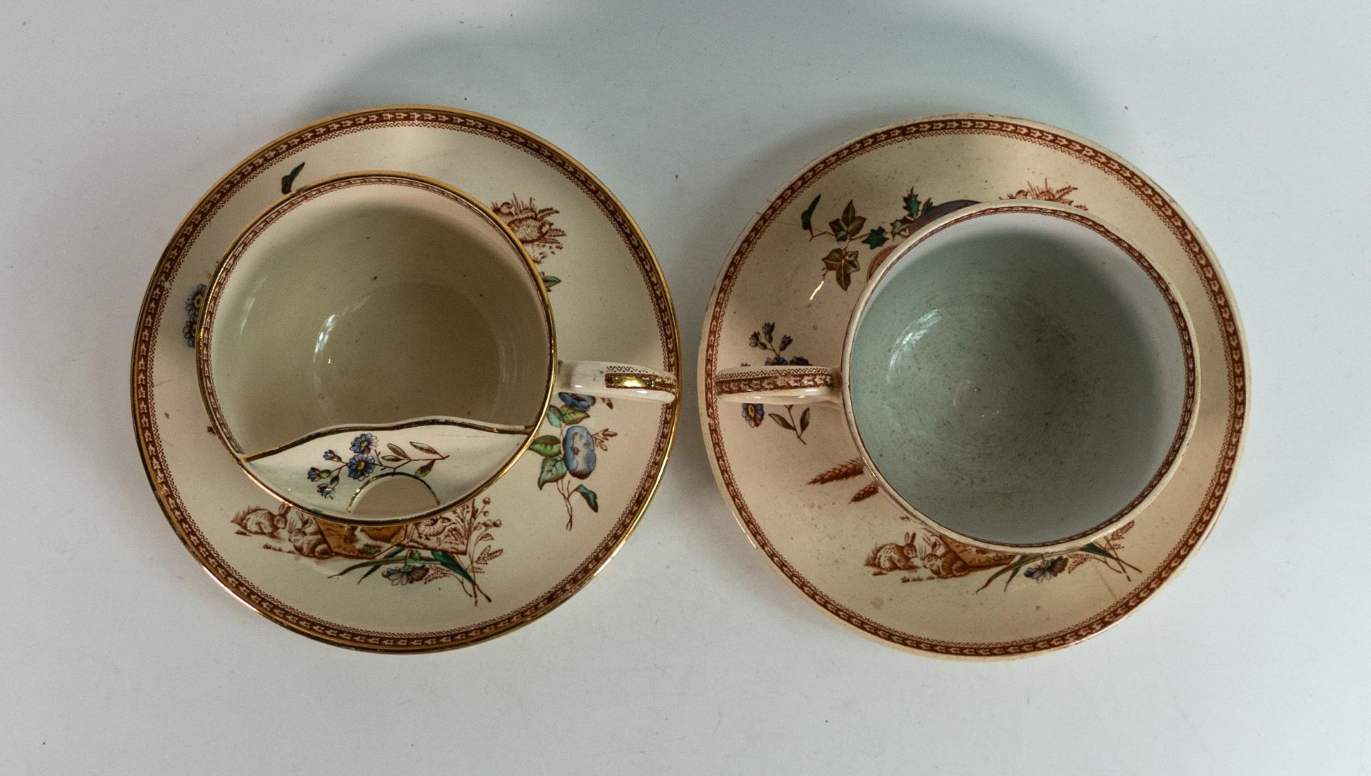 J.F wileman Mammoth cup & saucer, four seasons pattern with mammoth moustache cup and saucer ( - Image 4 of 4