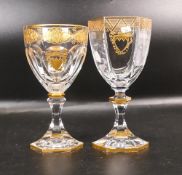 Two De Lamerie Fine Bone China heavily gilded Non Matching TWine Goblets with Bahrain Crest ,