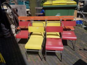 Mid century tubular steel Harlequin set of six stacking chairs