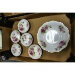 Royal Albert American Beauty patterned trifle bowl & dishes, largest 24cm