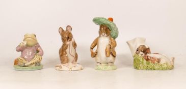 Four Royal Albert Beatrix Potter Bp6 Figures to include Benjamin Wakes Up, Benjamin Bunny, No More