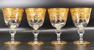 Four De Lamerie Fine Bone China heavily gilded Matching Wine glasses , specially made high end