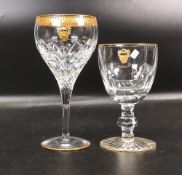 Two De Lamerie Fine Bone China heavily gilded Non Matching Wine Glasses with Bahrain Crest ,