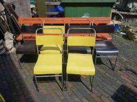 Mid century tubular steel Harlequin set of six stacking chairs