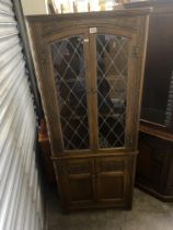 Old Charm style glazed corner cabinet, 168cm H x 67cm W x 36cm D.