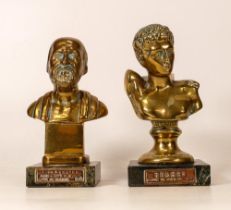 A Pair of Brass Busts relating to Ancient Greece to include on Hermes Bust and one depicting