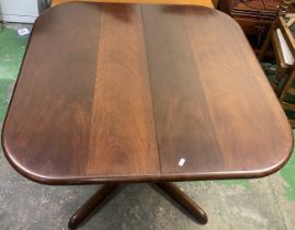 Danish made extending dark teak dining table with 2 extending leaves