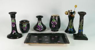Shelley part dressing table set to include tray, candlestick, trinklet pot, vases pattern 8178