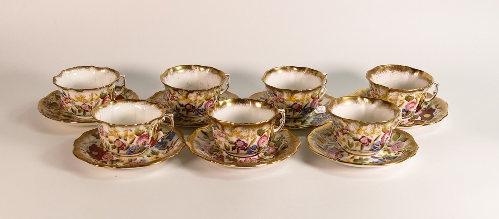 A collection of floral gilt decorated Hammersley China to include seven tea cups and saucers, one