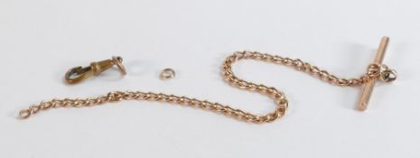 9ct rose gold Albert chain with T-bar, 8.3g.