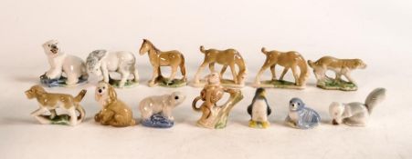 A collection of Wade Whimsies to include horses, squirrel, penguin, etc. (13)
