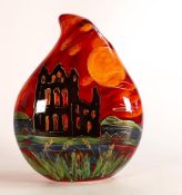 Anita Harris Whitby Abbey Sunset teardrop vase, h. 23cm, gold signed