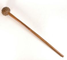 South African Boer War era Knobkerrie club with Brass nail driven knob. Length: 69cm