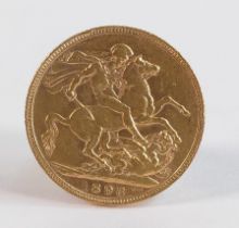FULL gold Sovereign coin, Victoria 1893