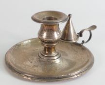 Silver chamberstick with matching snuffer & removable sconce, clear hallmarks for Birmingham 1905,