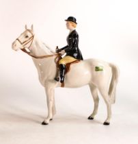 Beswick rare model of Huntswoman on painted white horse, model 1730.