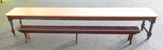 Victorian Pine Refectory table with matching bench removed from St Dominic English Dominican