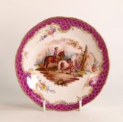 Helena Wolfsohn style Meissen saucer / dish hand painted in the Rococo style with outdoor riding