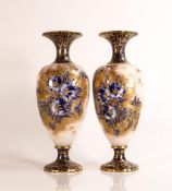 A pair of Carlton ware Wiltshaw & Robinson Baluster vases in the Petunia pattern, flow blue with