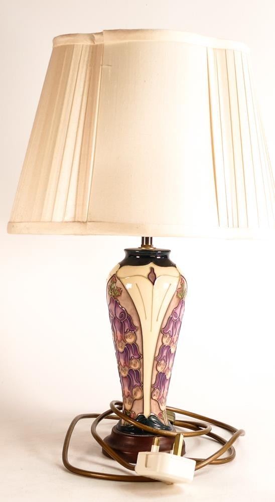 Moorcroft Foxglove pattern lamp base with original shade. Height of lamp excl. fitting: 23cm - Image 2 of 4