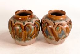 Royal Lancastrian pair of high fired Ginger jars by Gladys Rogers, height 11.5cm