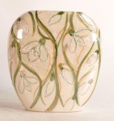Anita Harris Mother of Pearl Lustre Tublining Snowdrop purse vase, h.12cm, gold signed