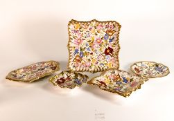 A collection of floral gilt decorated Hammersley China including ruffle edged & similar square