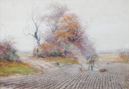 Henry John Sylvester Stannard R.B.A (1870-1951) Autumn in Sussex watercolour, frame size 39cm x 49cm