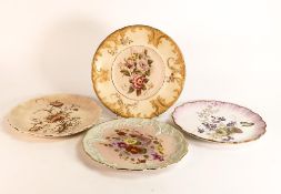 Four Carlton ware Ivory Blushware relief moulded Plates in the Poppy, Clematis, and Nasturtium