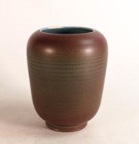 Wedgwood experimental Norman Wilson High Fired vase. Highly unusual colour form of brown to Red