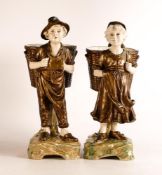 Large pair of Bernard Bloch figural match holders, circa 1900, height 30.5cm - damaged areas to