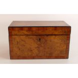 19th century Walnut tea caddy with Satinwood or similar banding, complete with original caddies with