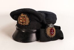 WWII Merchant Navy Officers hat with the 'British Petroleum' tanker badge & Merchant Navy Cap