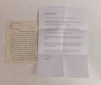 Daphne Du Maurier original signed, type written 2 sided letter dated Feb 22nd 1978, and on