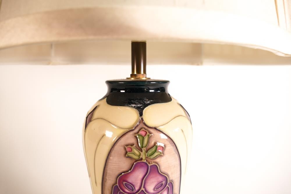 Moorcroft Foxglove pattern lamp base with original shade. Height of lamp excl. fitting: 23cm - Image 4 of 4
