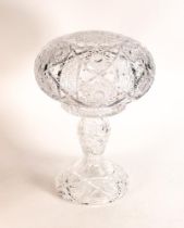 Cut glass table lamp of Baluster shape with mushroom shaped shade, possibly Waterford, height 35cm
